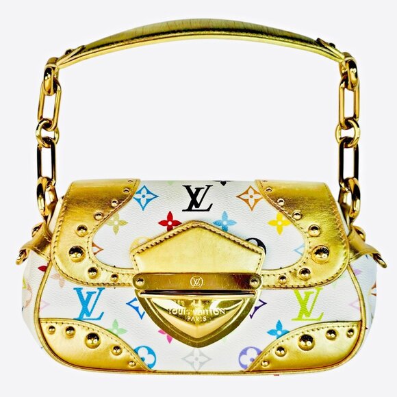 LOUIS VUITTON Monogram Multicolor Marilyn White Murakami Gold Chain Small Bag LV - Picture 1 of 16